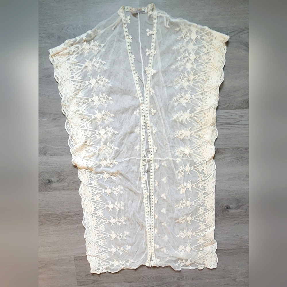 Go Jane Women's Sleeveless Embroidered Sheer Bohemian Boho Chic Cover-Up S/M